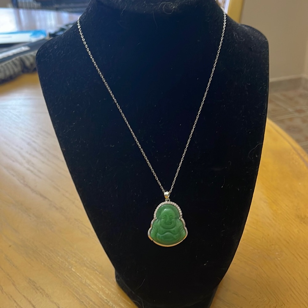 Sterling sliver jade Buddha